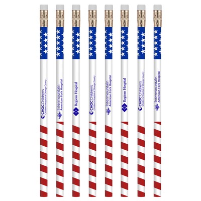 Union Printed - Patriotic USA Flag Foiled Pencils with 1-Color Logo